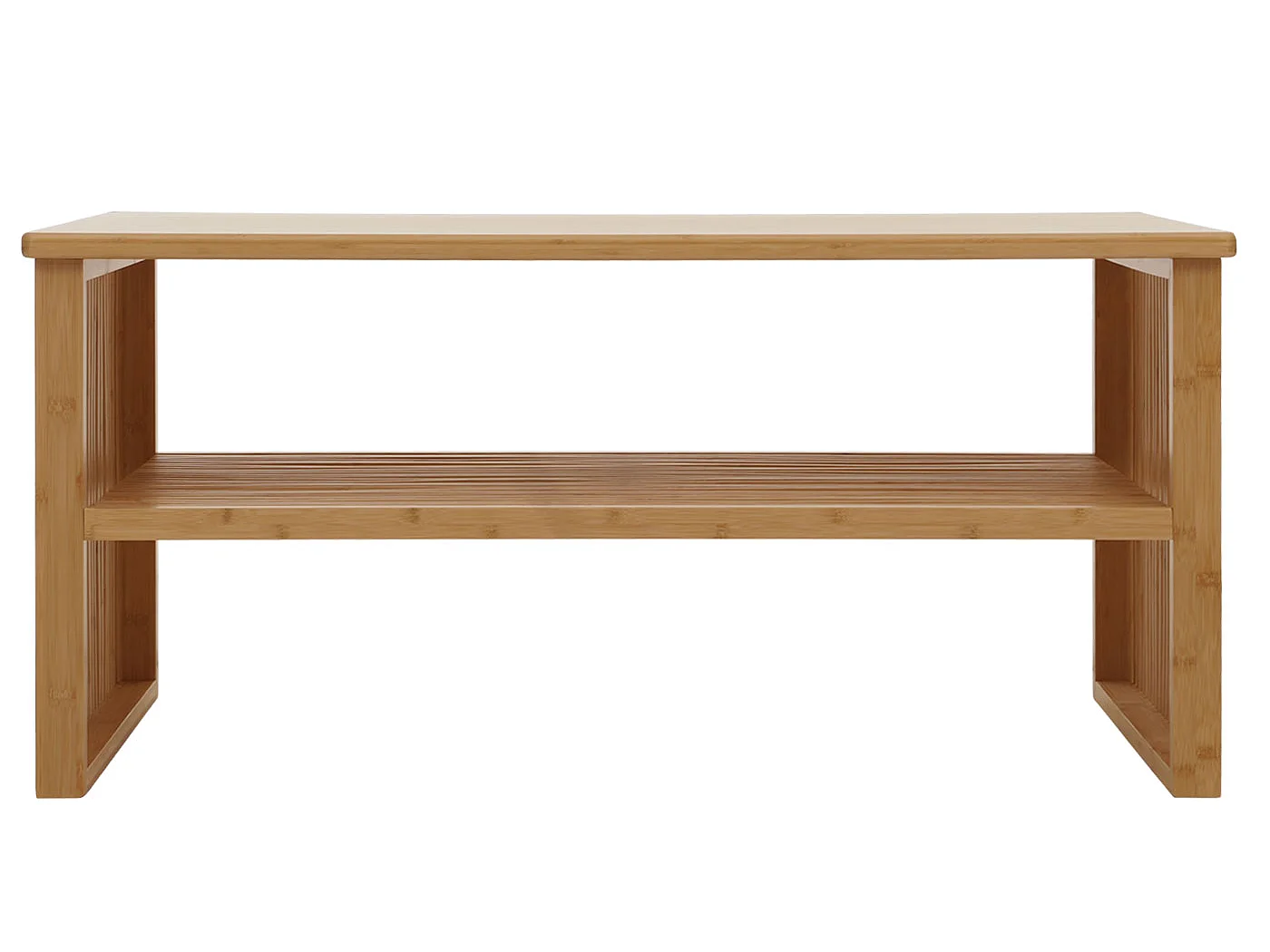 Bambus Couchtisch MCW-N80, Wohnzimmertisch Tisch Sofatisch Beistelltisch, Ablagefach FSC®-zertifiziert 46x97x55cm