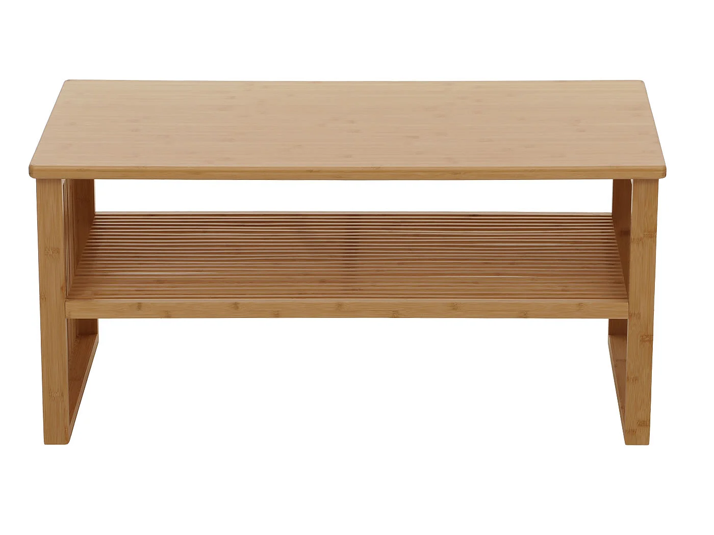 Bambus Couchtisch MCW-N80, Wohnzimmertisch Tisch Sofatisch Beistelltisch, Ablagefach FSC®-zertifiziert 46x97x55cm