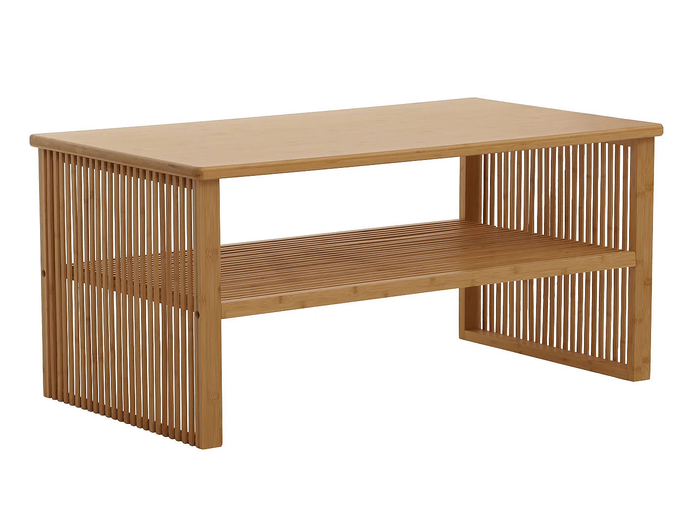 Bambus Couchtisch MCW-N80, Wohnzimmertisch Tisch Sofatisch Beistelltisch, Ablagefach FSC®-zertifiziert 46x97x55cm