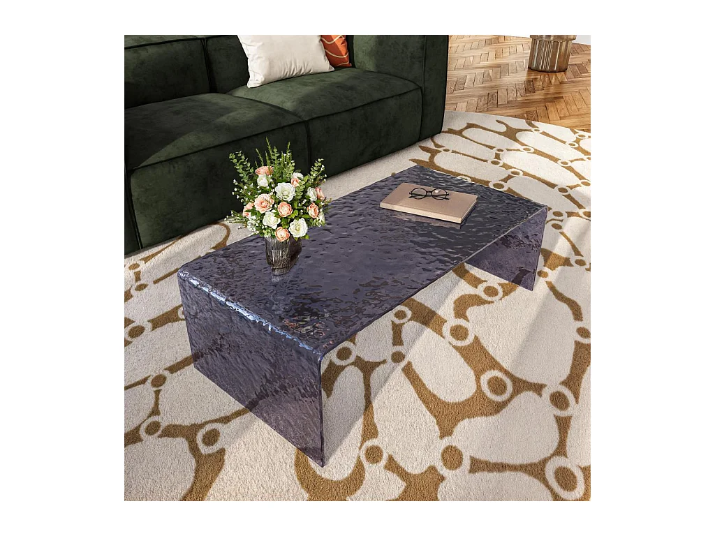 Habitat - Table basse rectangulaire en verre trempé bullé - Gris fumé - Izlana