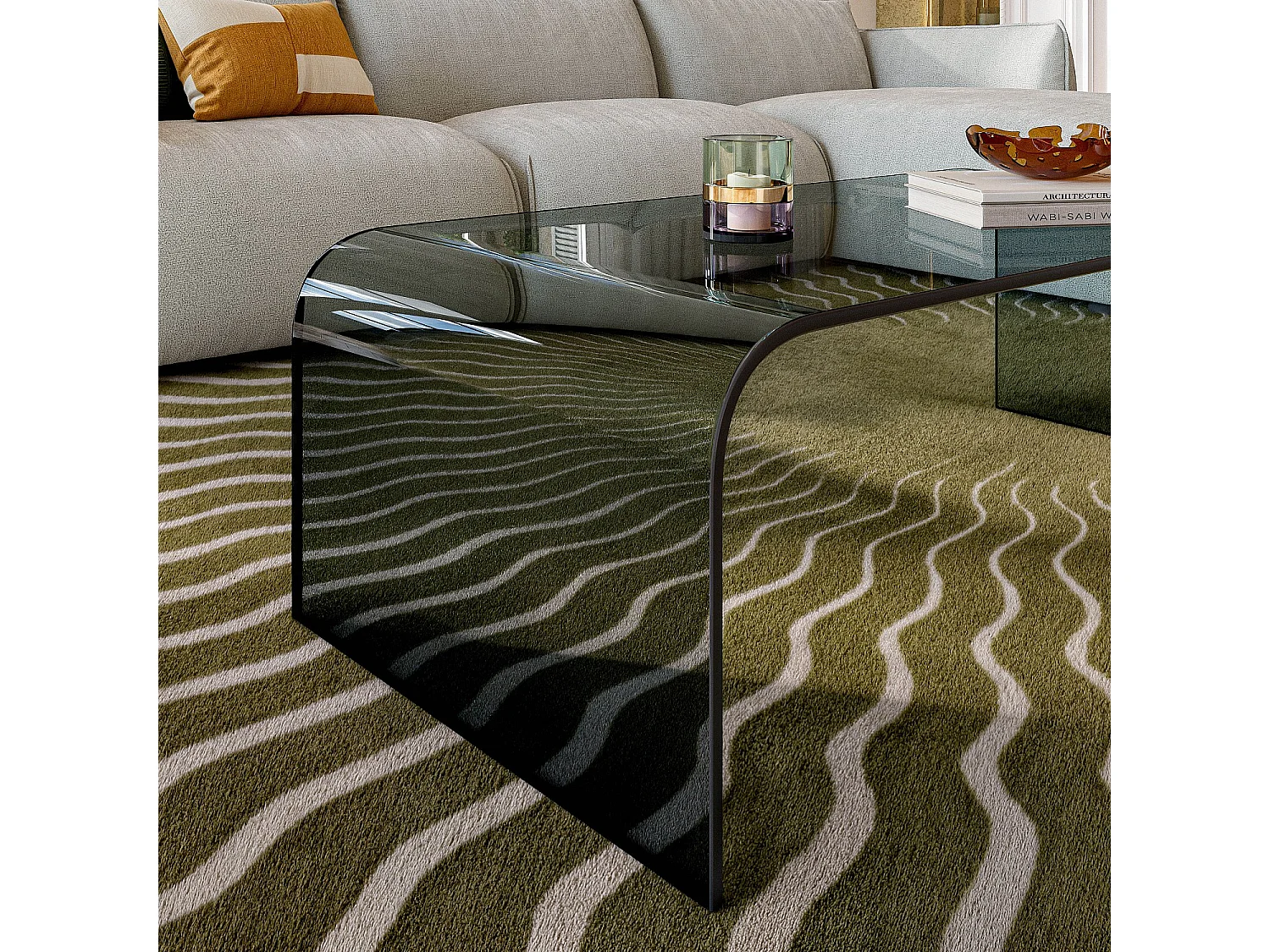 Habitat - Table basse rectangulaire en verre - Gris fumé - Tasilak