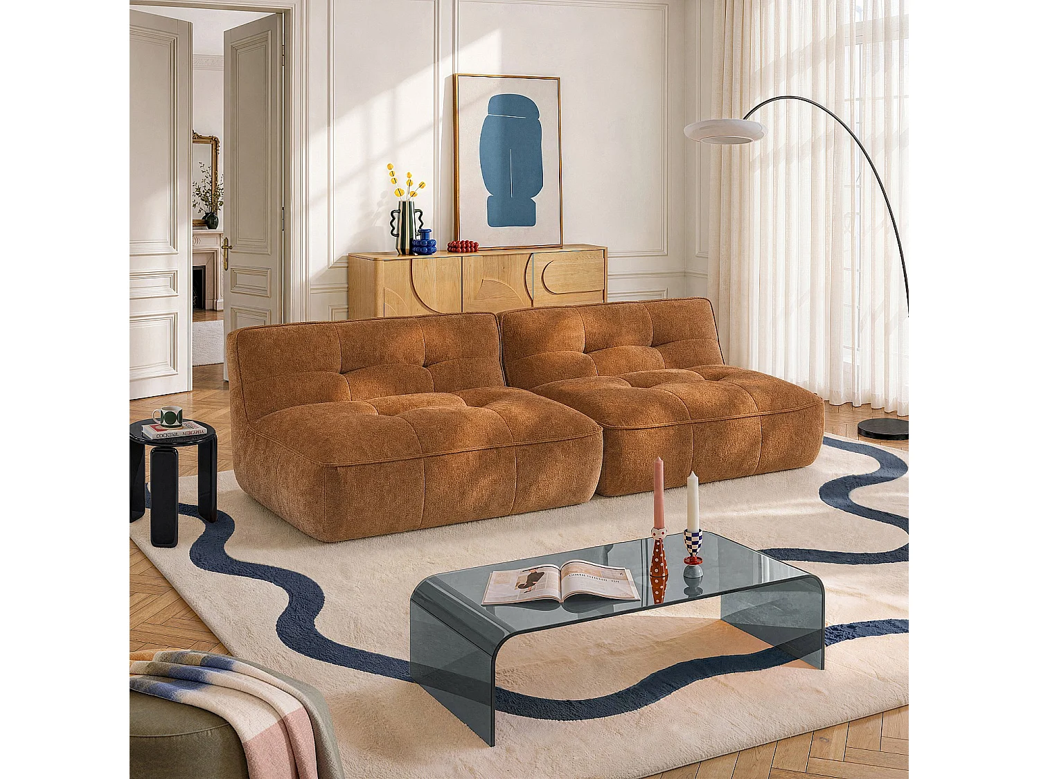 Habitat - Table basse rectangulaire en verre - Gris fumé - Tasilak