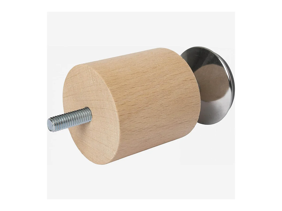 Habitat - Pied de lit universel central cylindrique en hêtre - Réglable de 7,5 à 8,5 cm - Naturel - Quatro