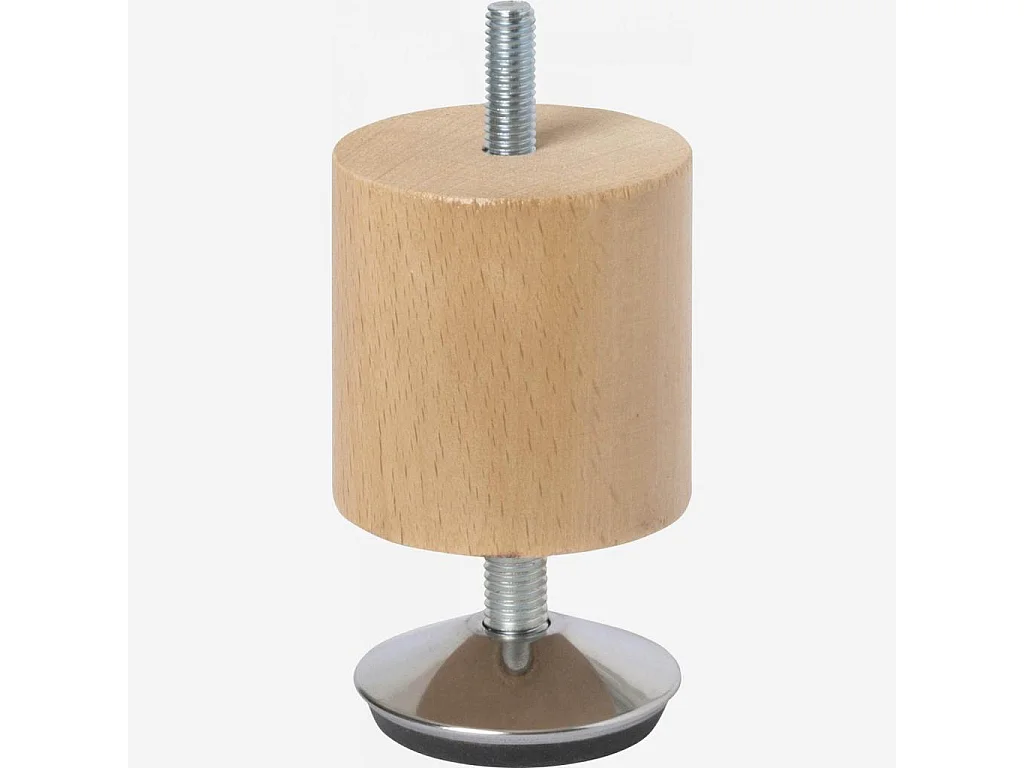 Habitat - Pied de lit universel central cylindrique en hêtre - Réglable de 7,5 à 8,5 cm - Naturel - Quatro