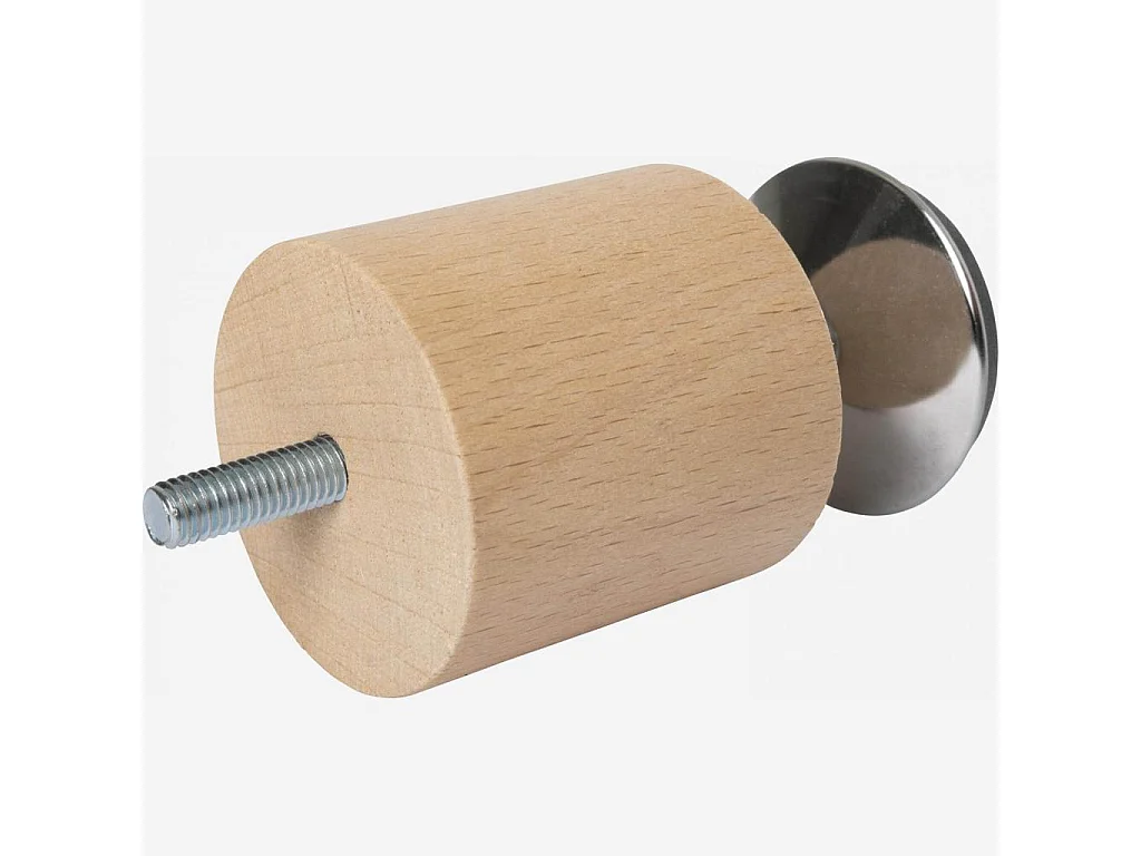 Habitat - Pied de lit universel central cylindrique en hêtre - Réglable de 7,5 à 8,5 cm - Naturel - Quatro