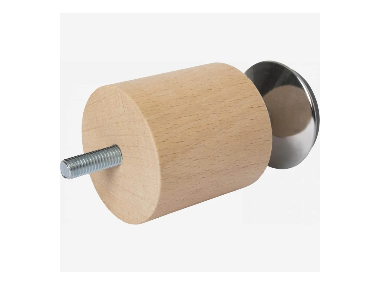 Habitat - Pied de lit universel central cylindrique en hêtre - Réglable de 7,5 à 8,5 cm - Naturel - Quatro