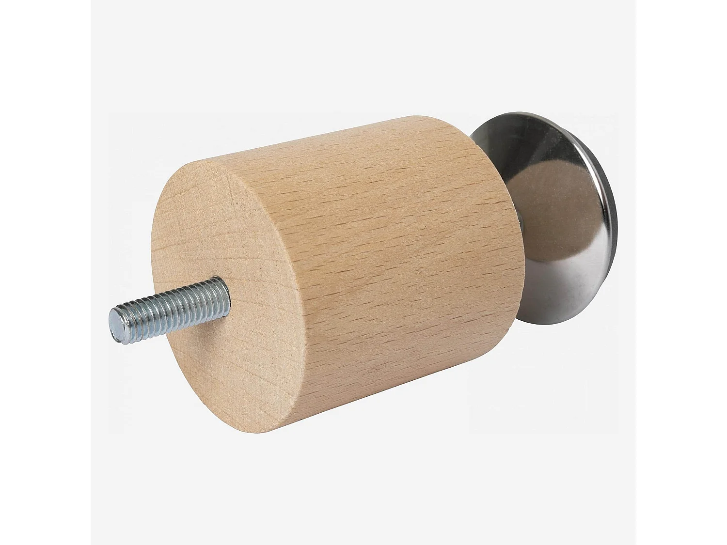 Habitat - Pied de lit universel central cylindrique en hêtre - Réglable de 7,5 à 8,5 cm - Naturel - Quatro