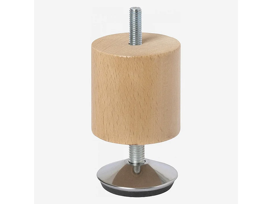 Habitat - Pied de lit universel central cylindrique en hêtre - Réglable de 7,5 à 8,5 cm - Naturel - Quatro