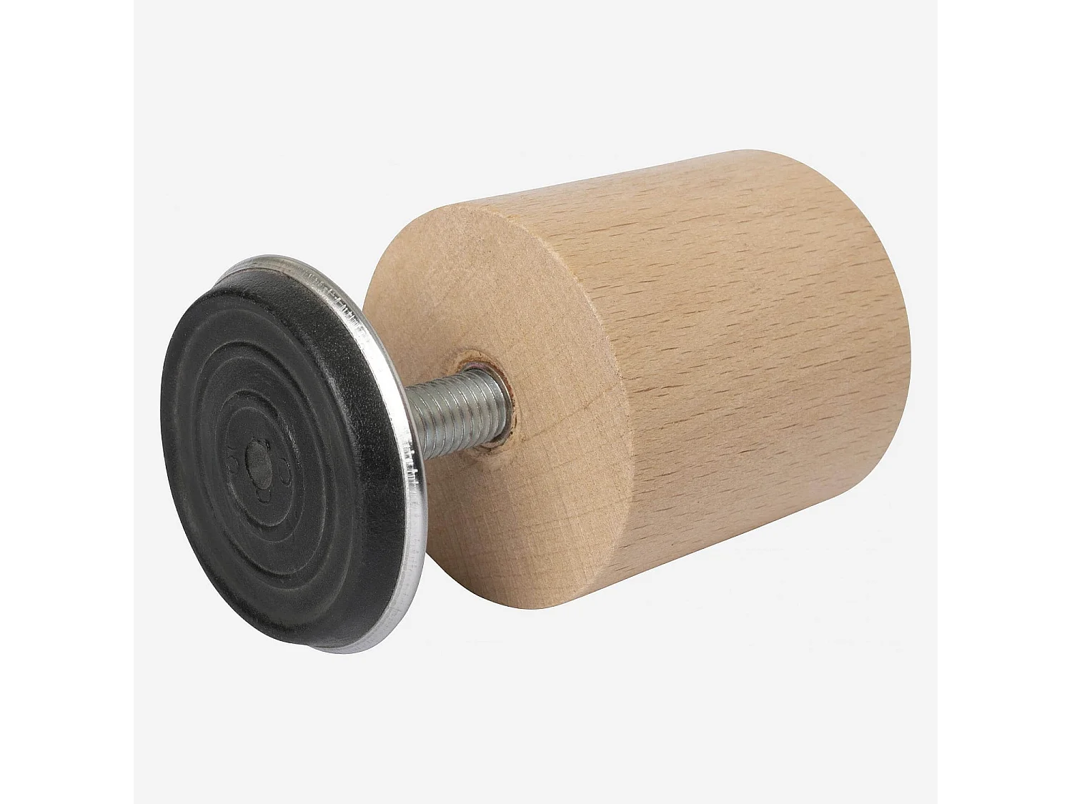 Habitat - Pied de lit universel central cylindrique en hêtre - Réglable de 7,5 à 8,5 cm - Naturel - Quatro