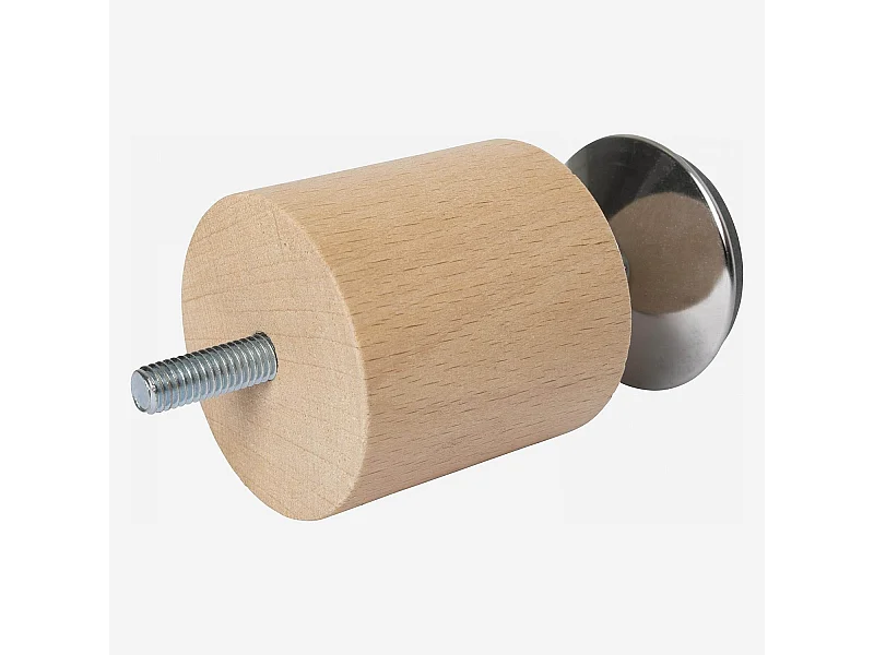 Habitat - Pied de lit universel central cylindrique en hêtre - Réglable de 7,5 à 8,5 cm - Naturel - Quatro