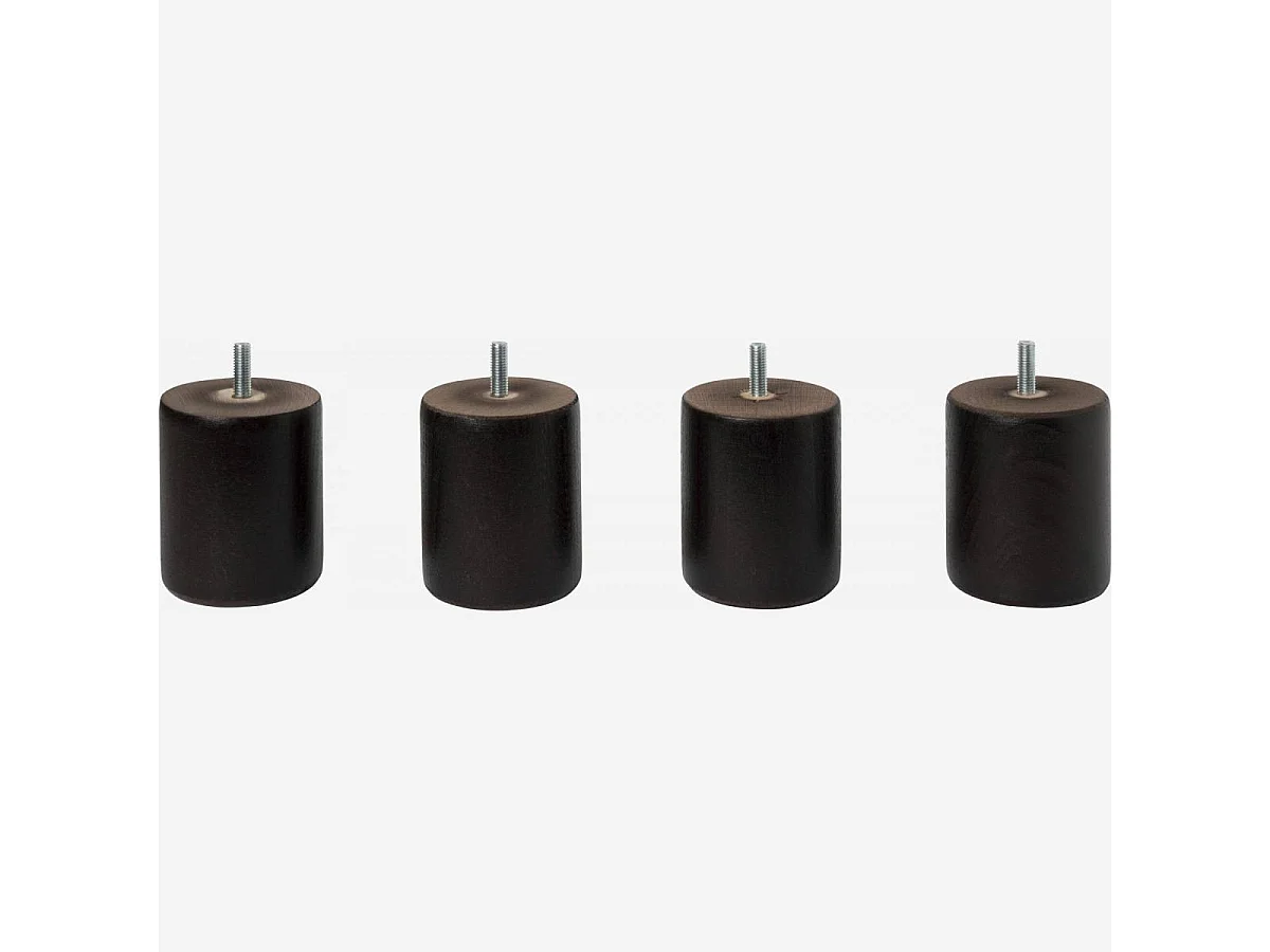 Habitat - Set de 4 pieds de lit universels cylindriques en hêtre - 8,5 cm - Noir - Quatro