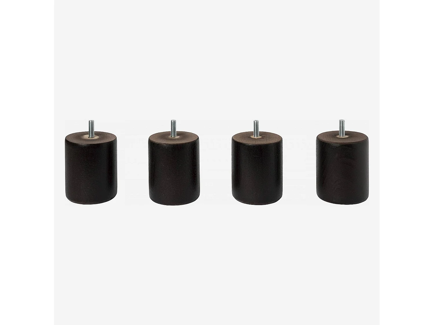Habitat - Set de 4 pieds de lit universels cylindriques en hêtre - 8,5 cm - Noir - Quatro