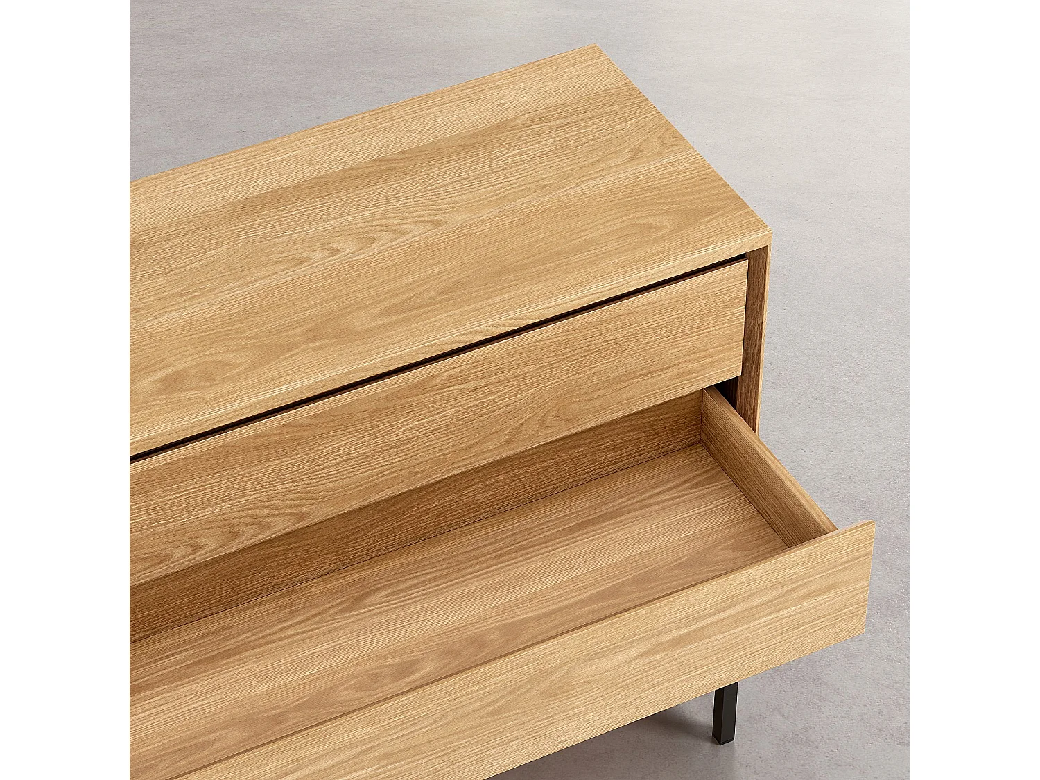 Buffet 2 portes 2 tiroirs en chêne et métal noir - Naturel - Design by Hélèna Pille