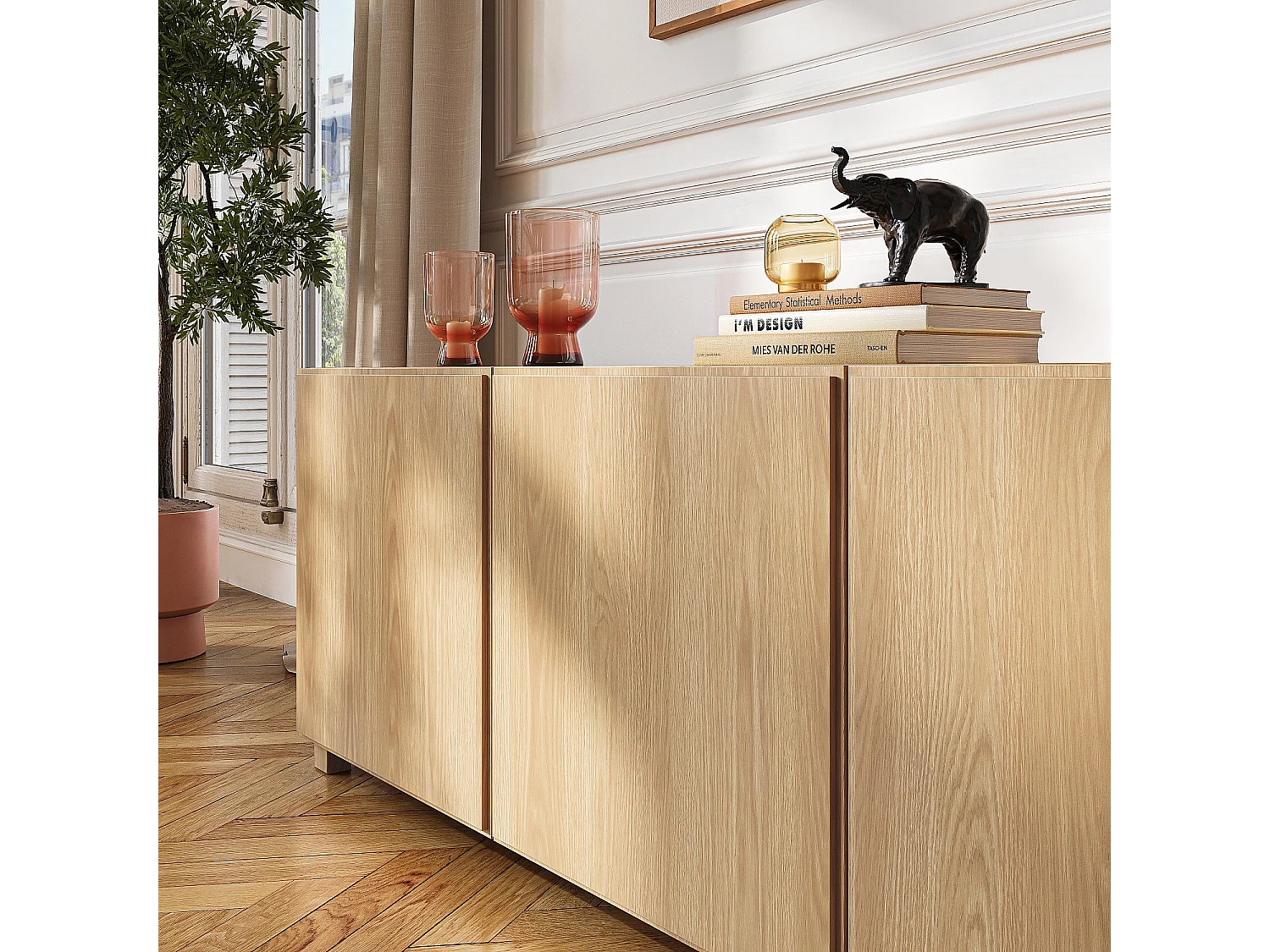 Buffet bas 3 portes en chêne - Naturel - Design by Hélèna Pille