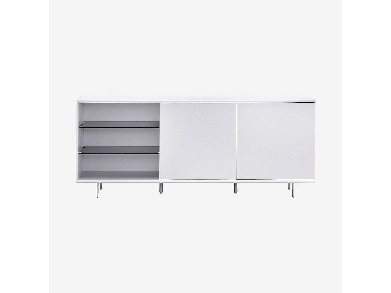 Buffet bas 2 portes et pieds en métal - Blanc polaire