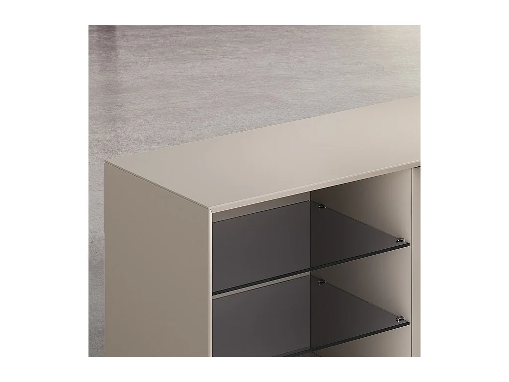 Habitat - Buffet bas 2 portes et pieds en métal - Crème - Agnes