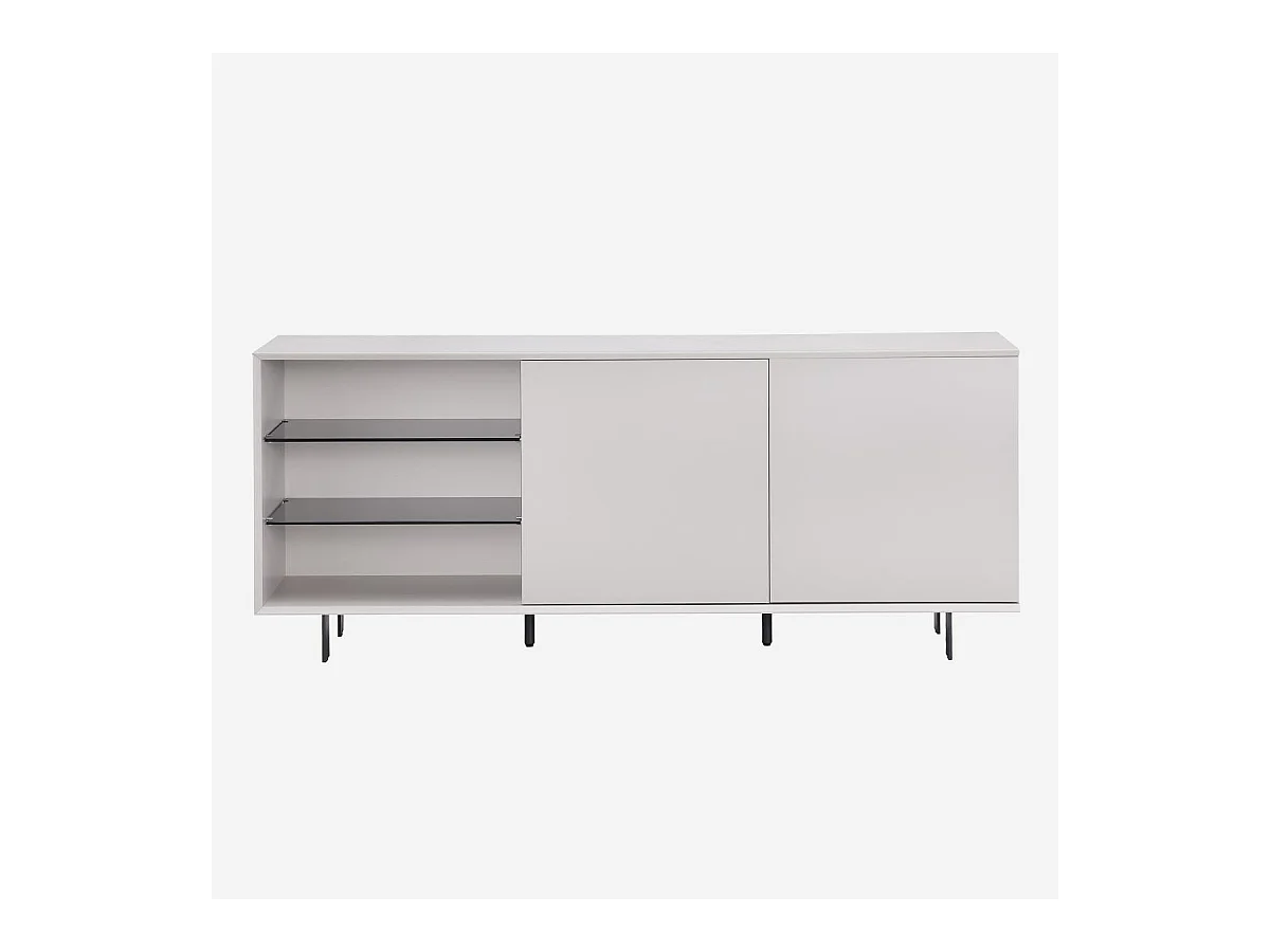 Habitat - Buffet bas 2 portes et pieds en métal - Crème - Agnes