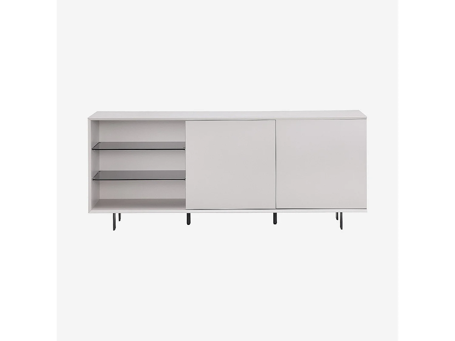 Buffet bas 2 portes et pieds en métal - Crème