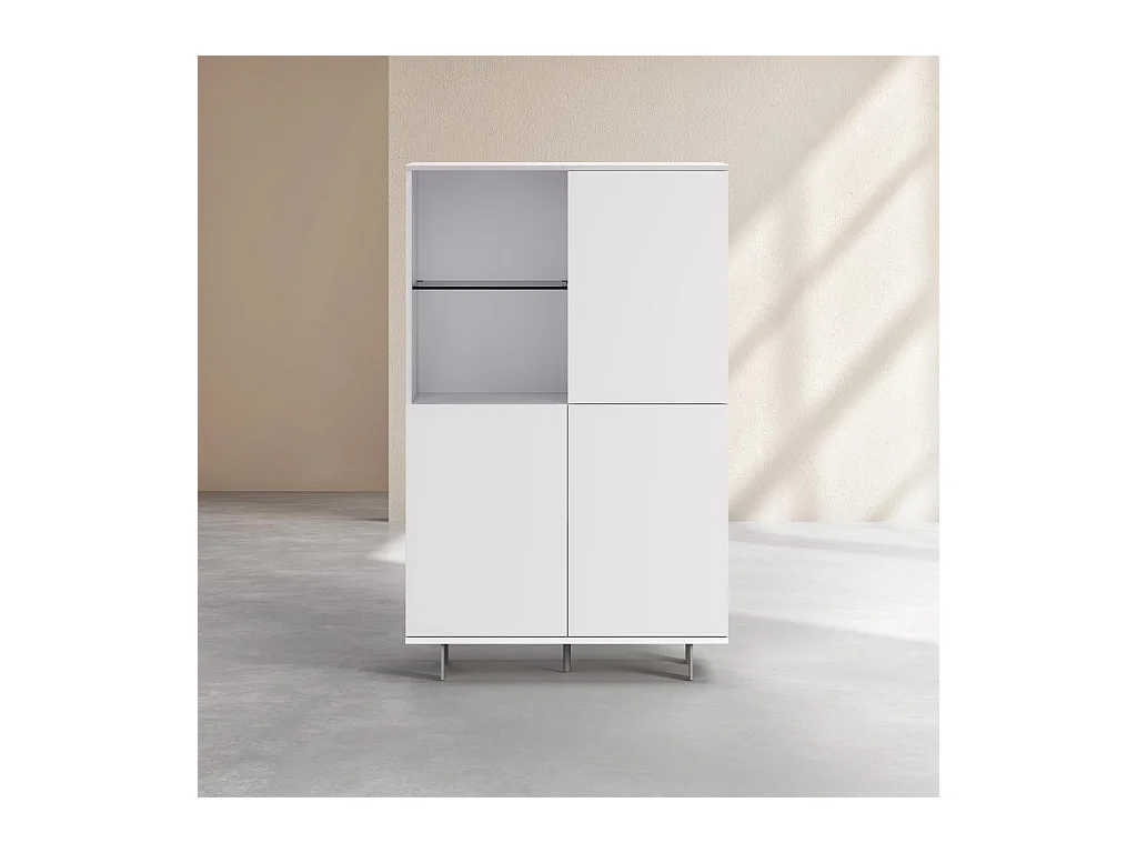 Habitat - Buffet haut 3 portes et pieds en métal - Blanc polaire - Agnes