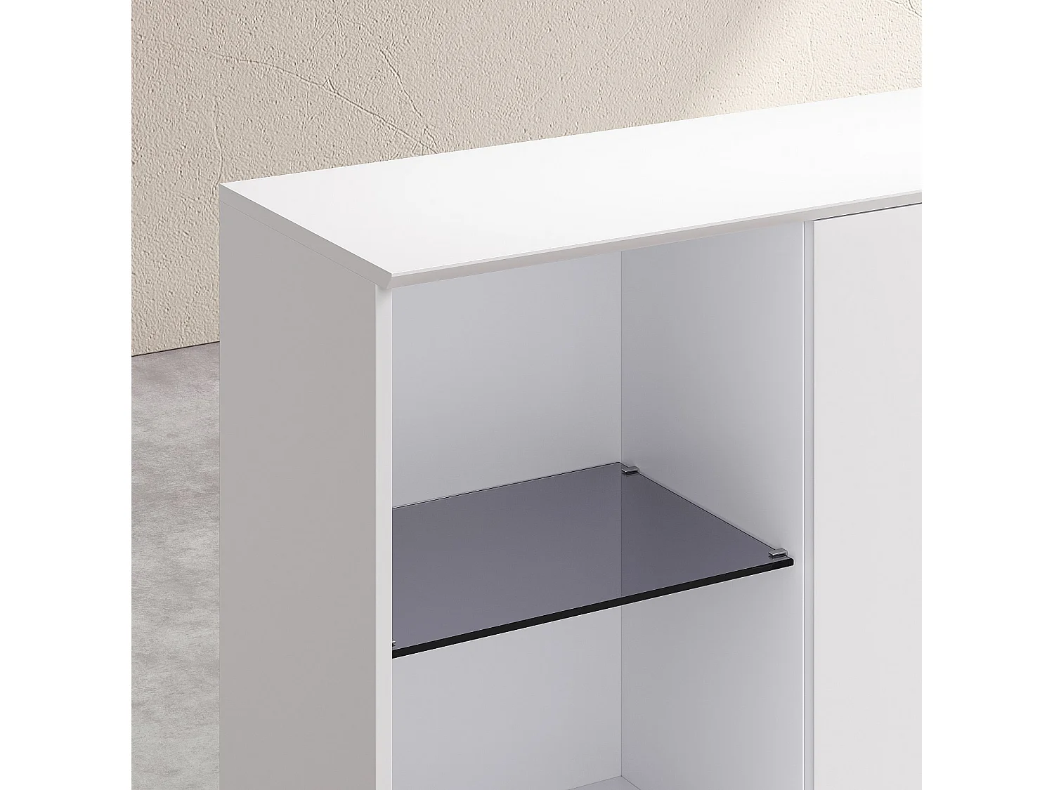 Buffet haut 3 portes et pieds en métal - Blanc polaire