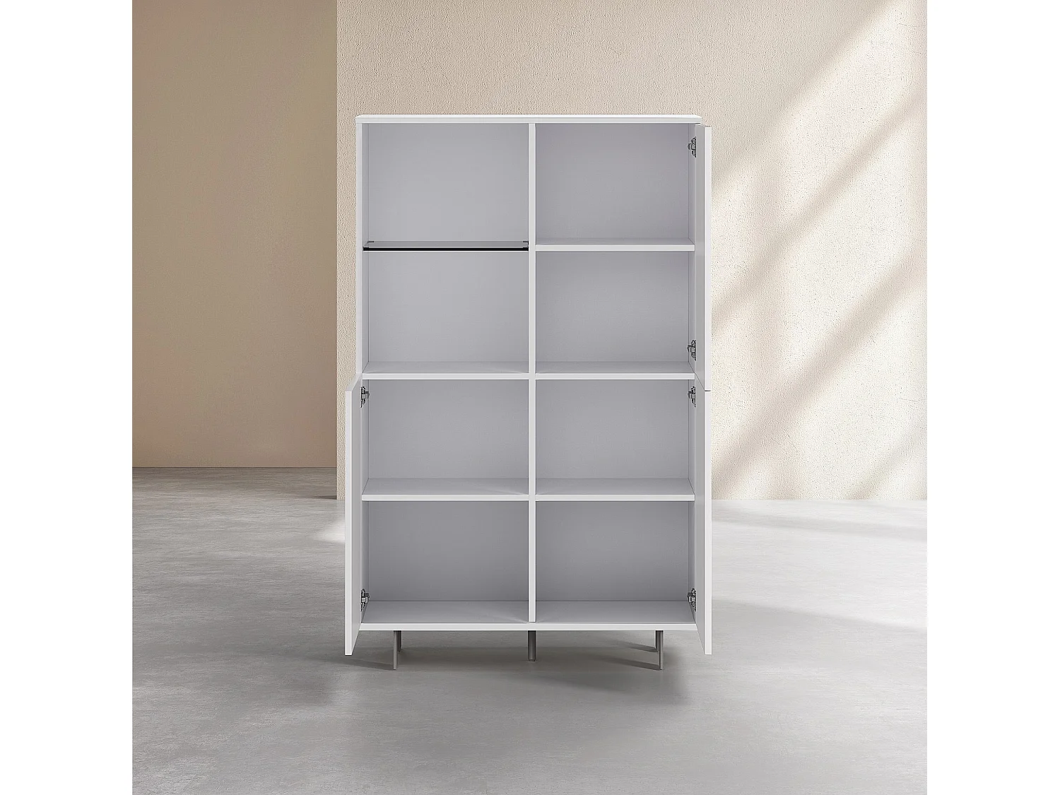 Buffet haut 3 portes et pieds en métal - Blanc polaire