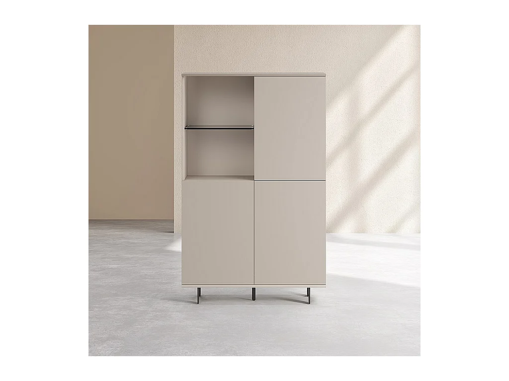 Habitat - Buffet haut 3 portes et pieds en métal - Crème - Agnes