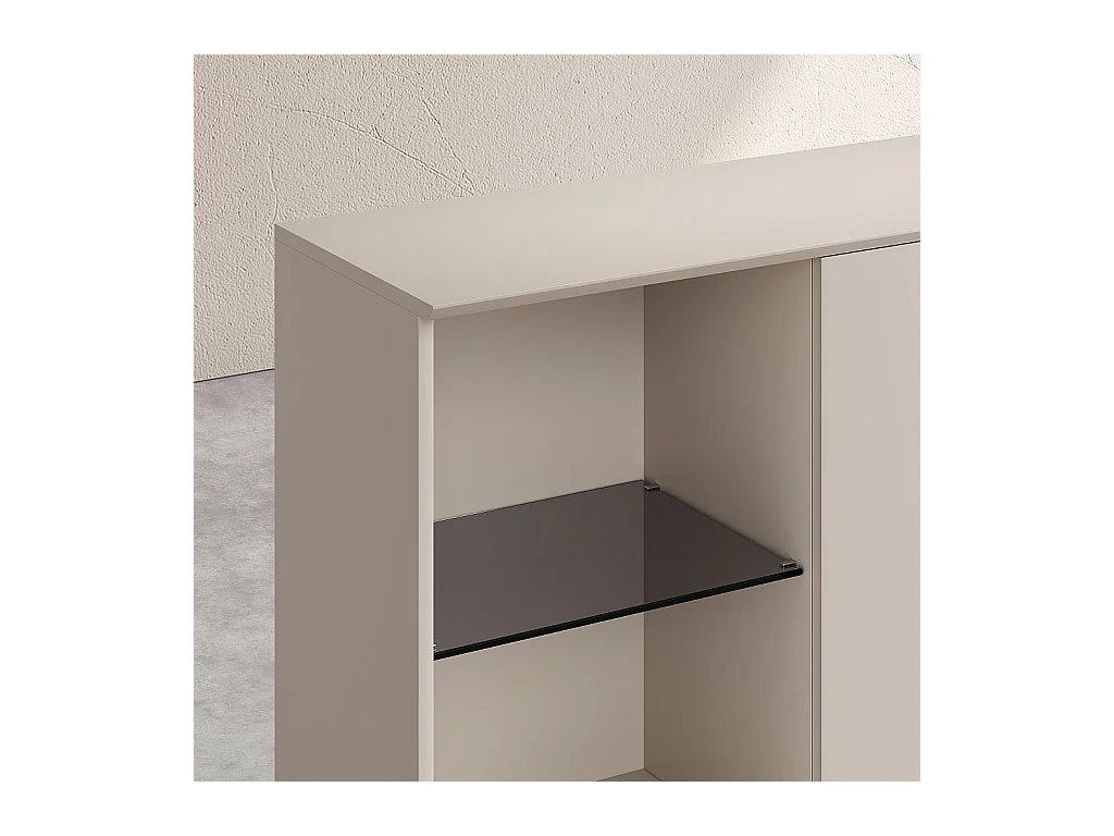 Habitat - Buffet haut 3 portes et pieds en métal - Crème - Agnes