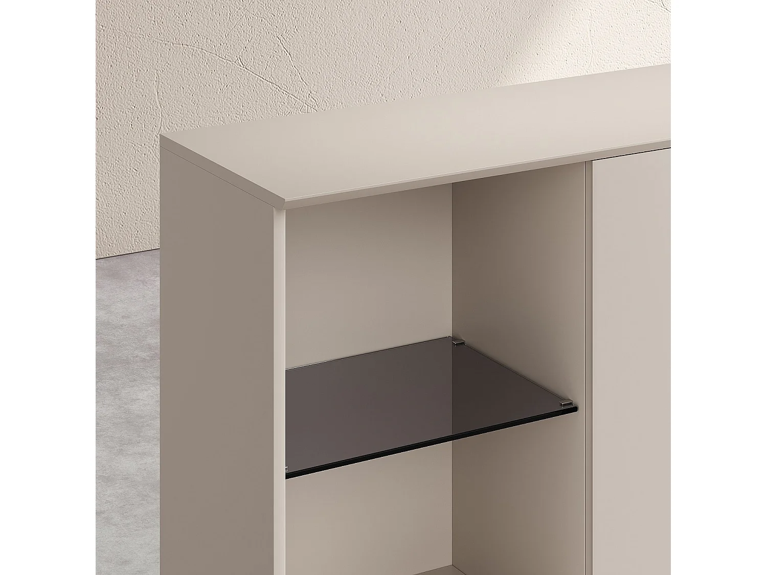 Buffet haut 3 portes et pieds en métal - Crème