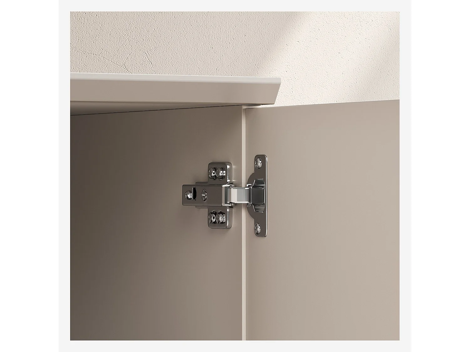 Buffet haut 3 portes et pieds en métal - Crème