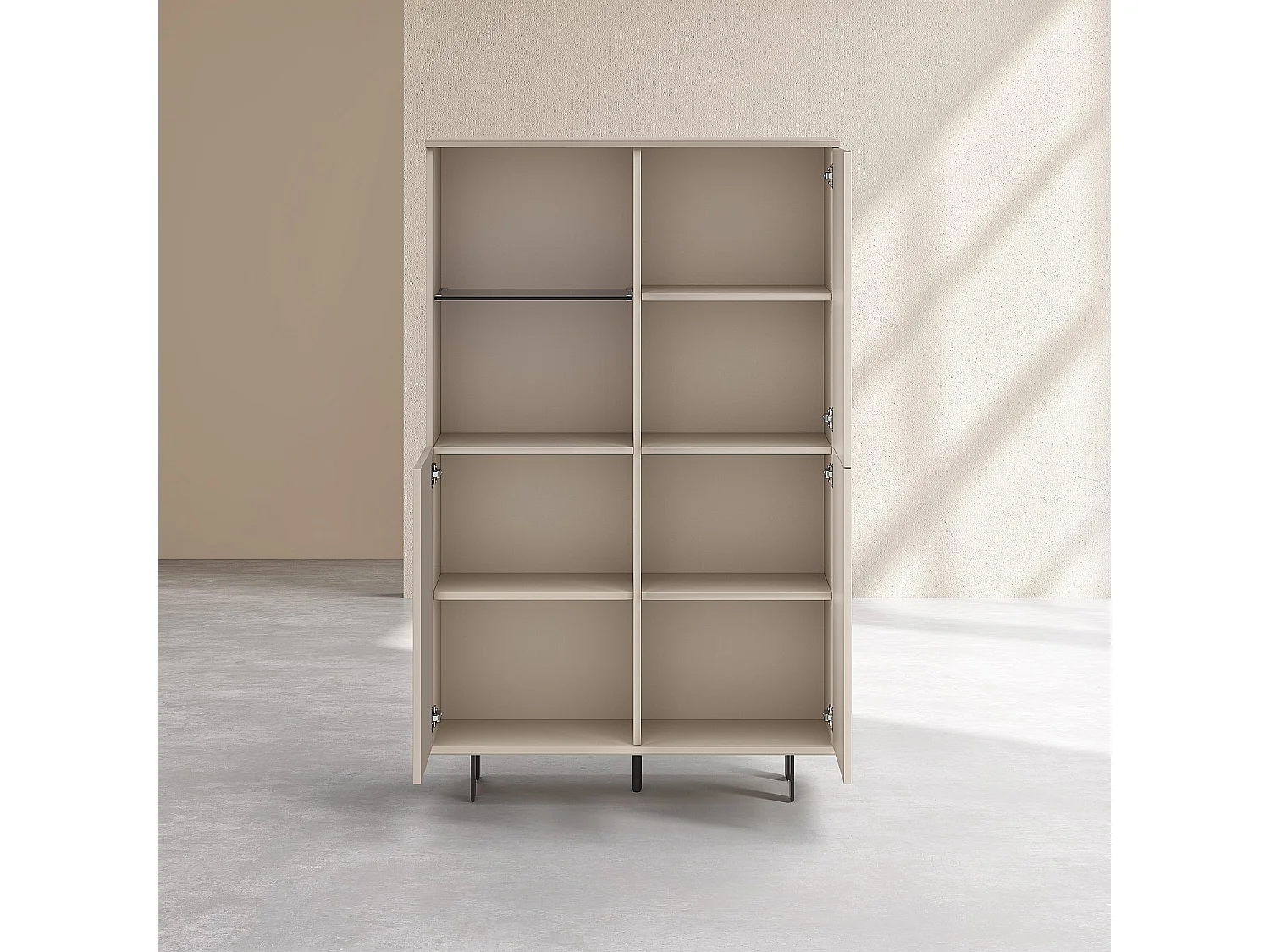 Buffet haut 3 portes et pieds en métal - Crème