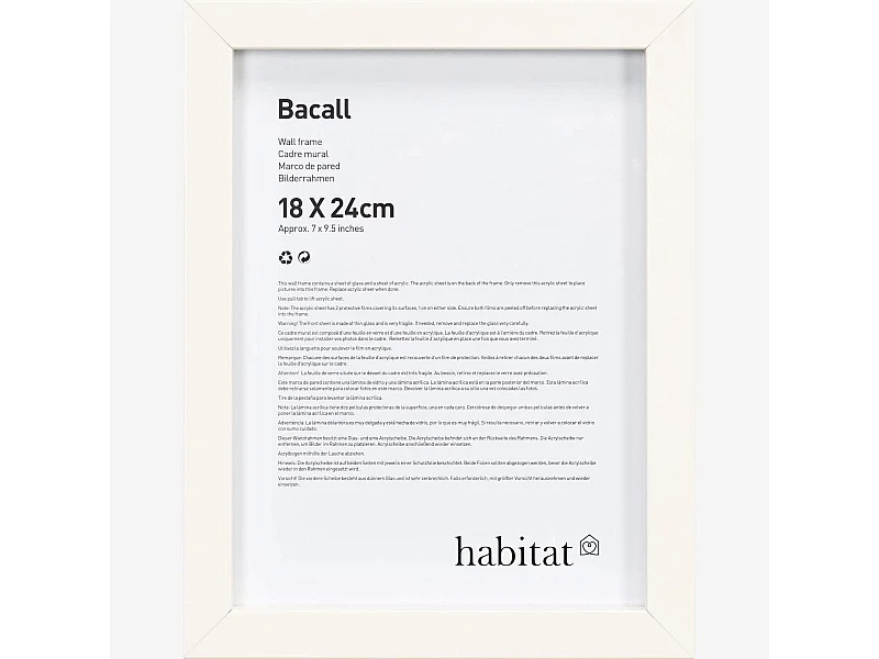 Habitat - Cadre mural en bois - 18 x 24 cm - Blanc - Bacall