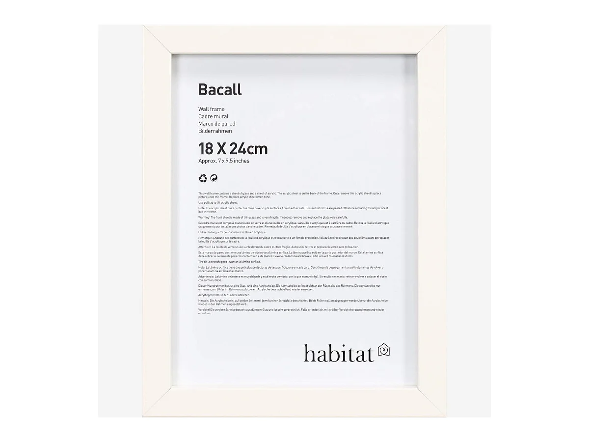 Habitat - Cadre mural en bois - 18 x 24 cm - Blanc - Bacall