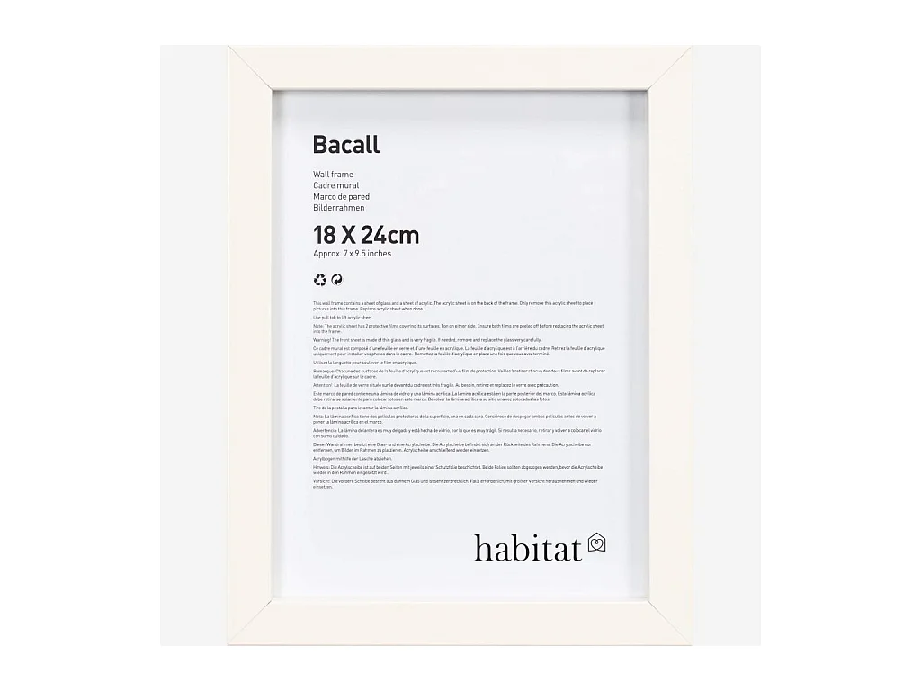 Habitat - Cadre mural en bois - 18 x 24 cm - Blanc - Bacall