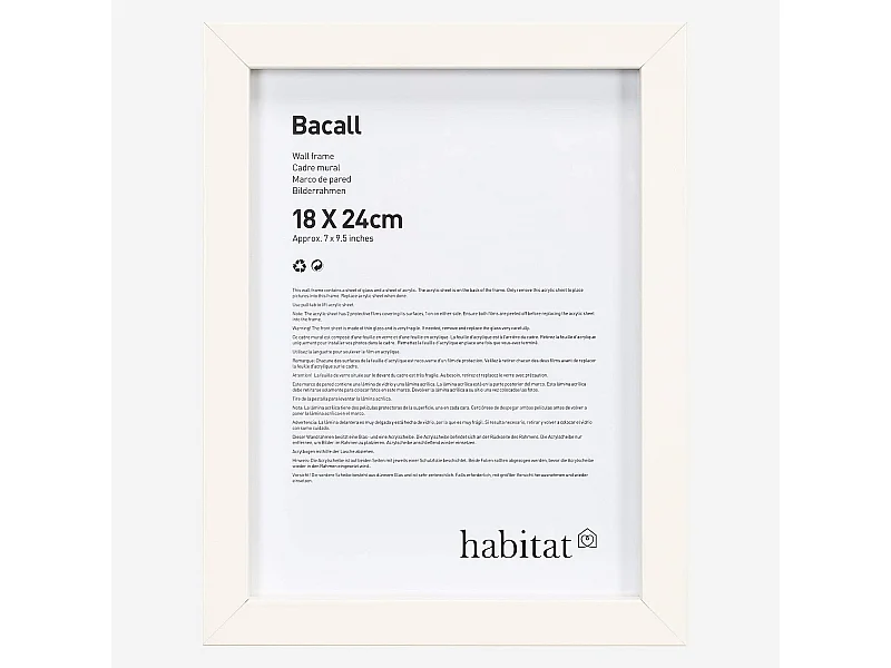 Habitat - Cadre mural en bois - 18 x 24 cm - Blanc - Bacall
