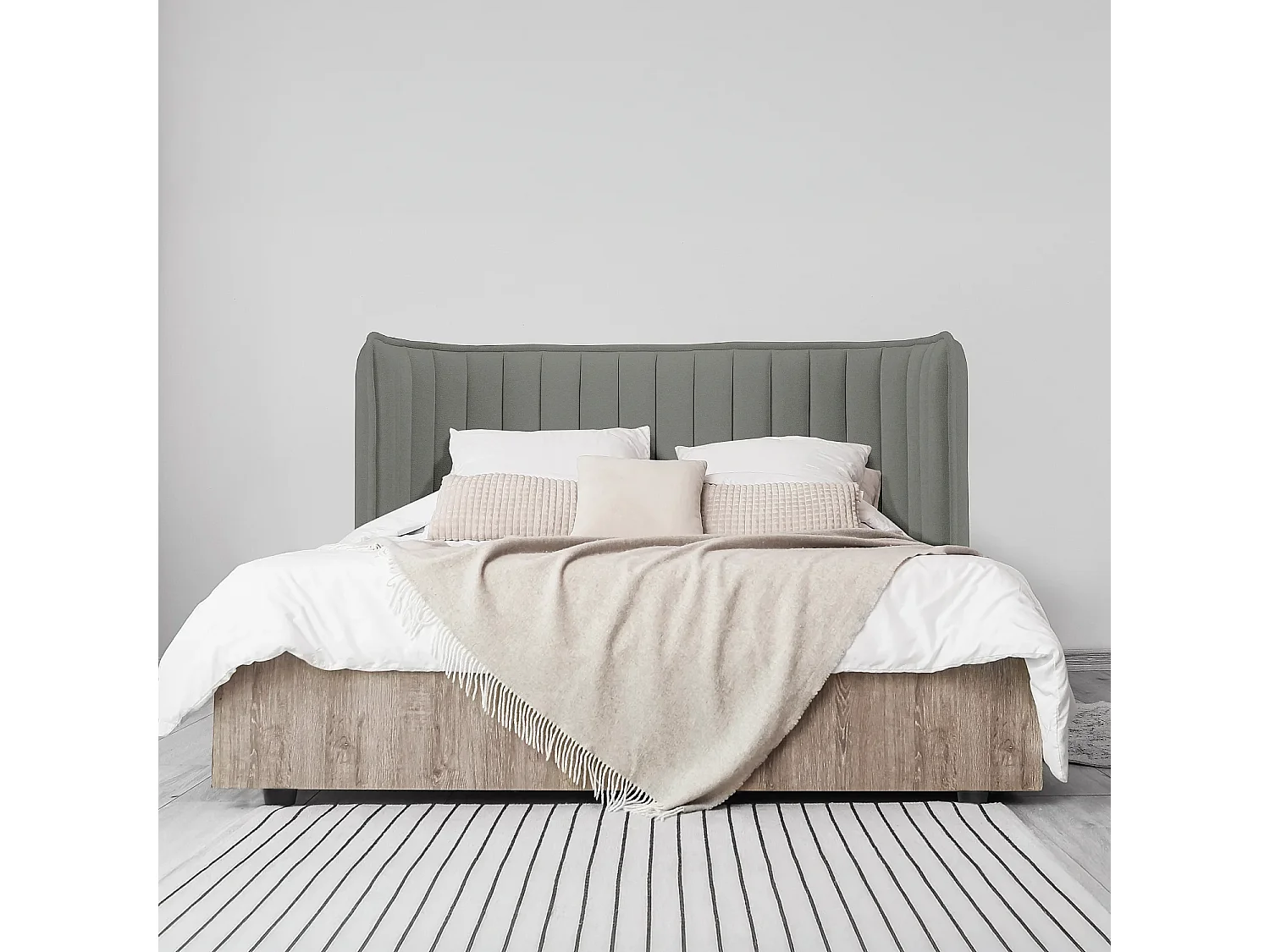 Tête de lit en tissu 244 x 102 cm - Gris galet