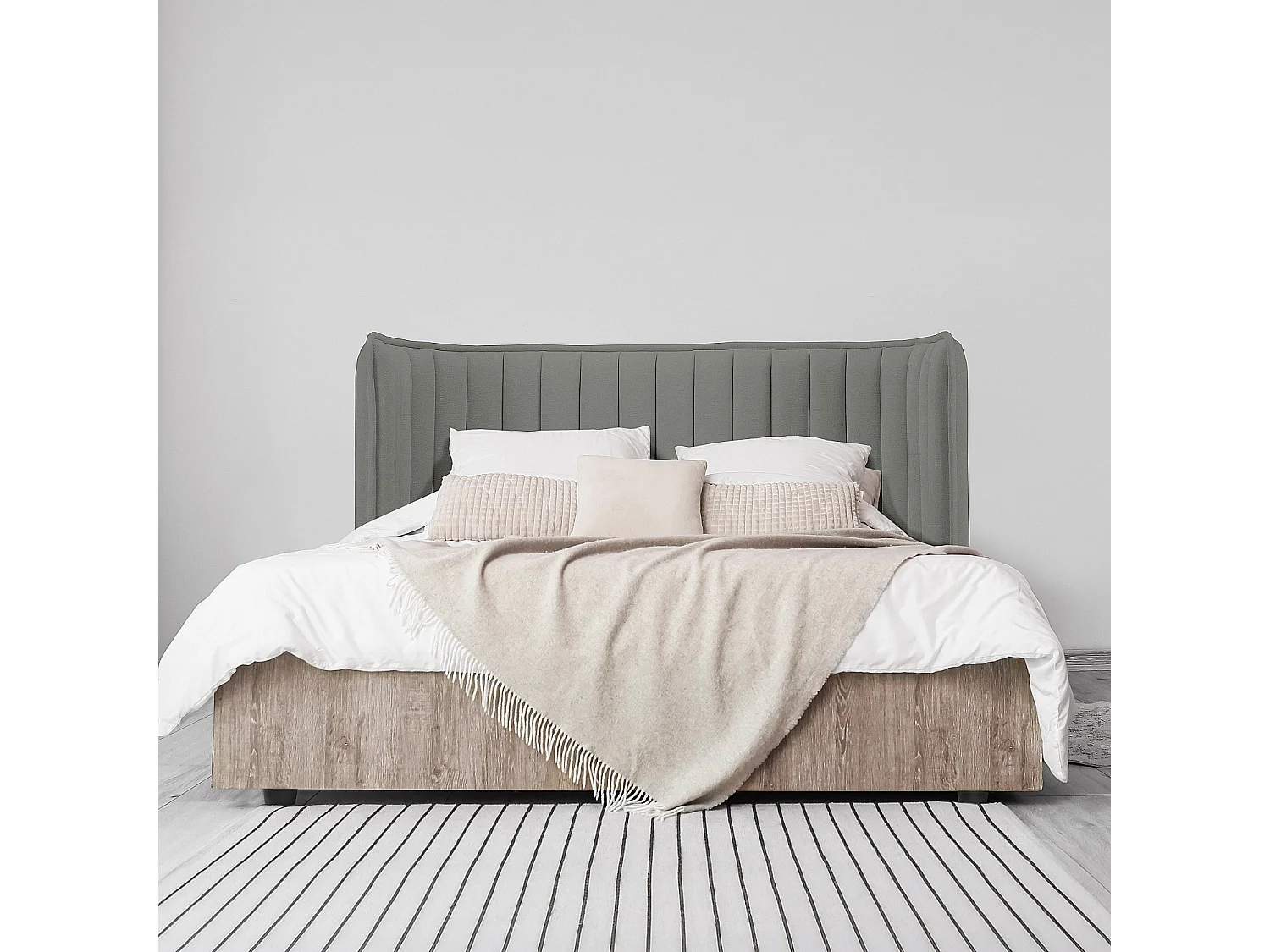 Tête de lit en tissu 244 x 102 cm - Gris galet