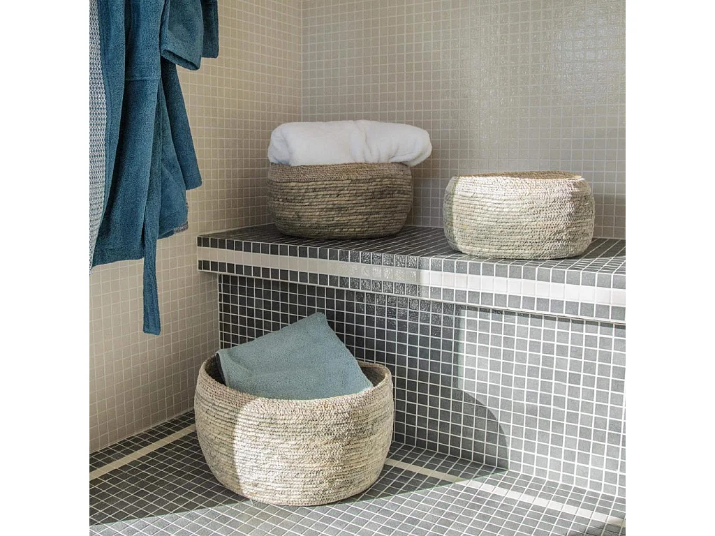 Habitat - Panier en jonc de mer - 38 x 22 cm - Vert - Ussar