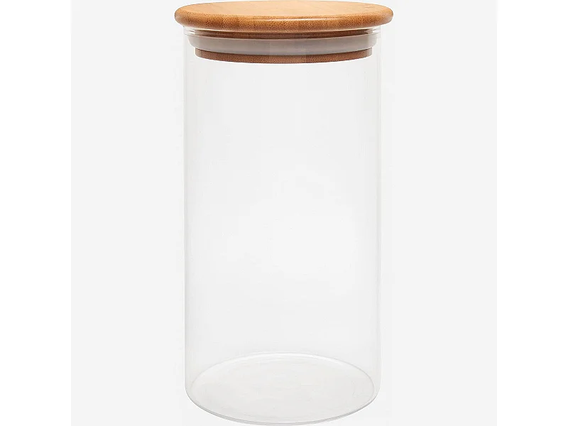 Habitat - Bocal en verre et bambou - 10 x 20 cm (Lot de 12) - Ferm