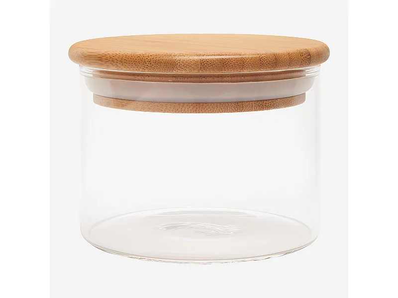 Habitat - Bocal en verre et bambou - 10 x 8 cm - Ferm