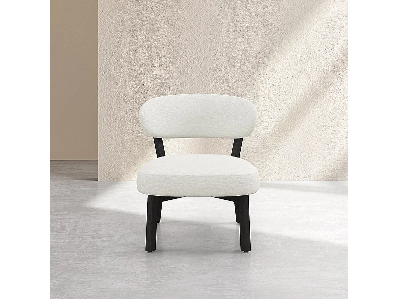 Habitat - Fauteuil en tissu texturé et chêne massif noir - Écru - Mestia