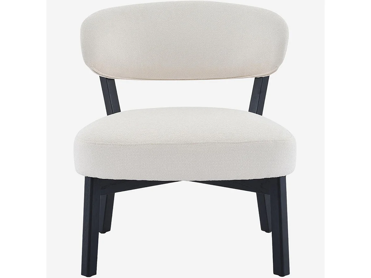 Habitat - Fauteuil en tissu texturé et chêne massif noir - Écru - Mestia