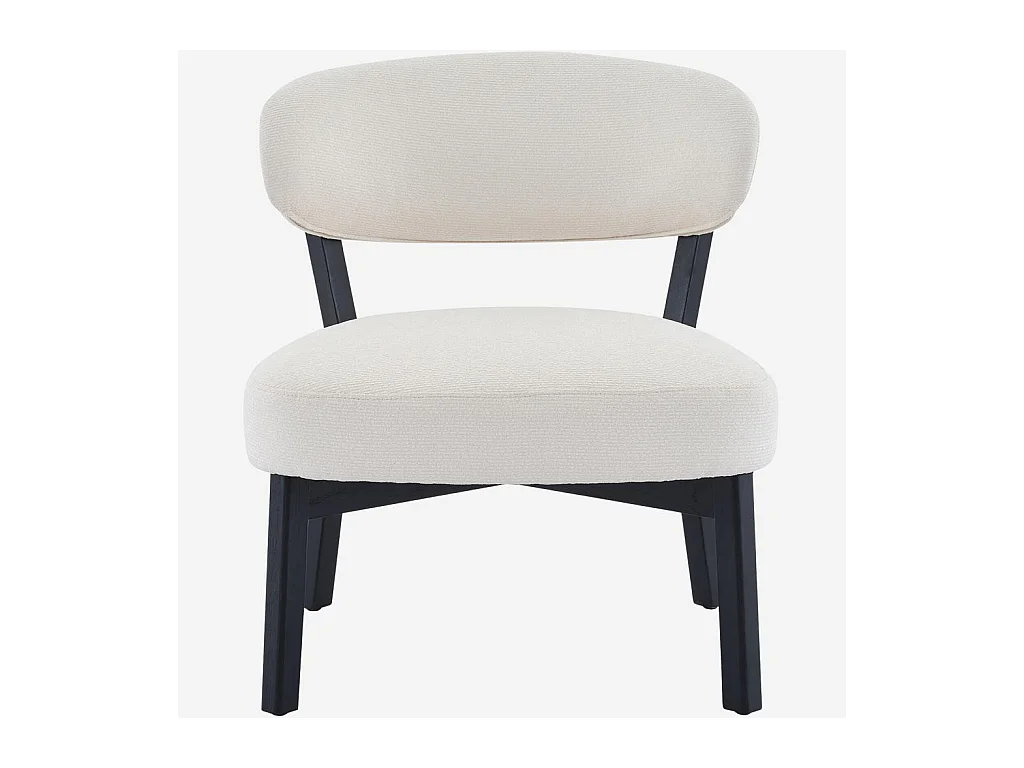 Habitat - Fauteuil en tissu texturé et chêne massif noir - Écru - Mestia