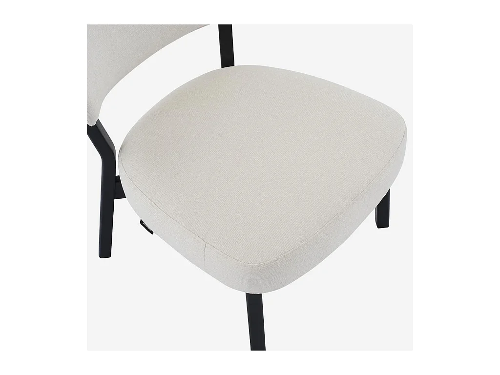 Habitat - Fauteuil en tissu texturé et chêne massif noir - Écru - Mestia