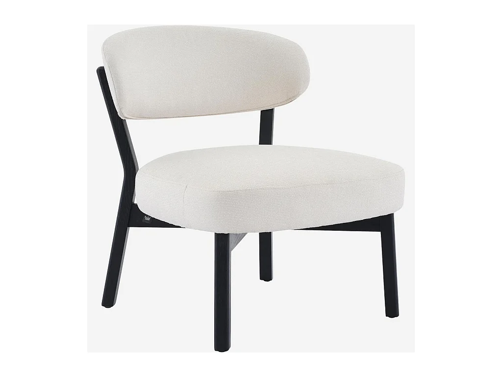 Habitat - Fauteuil en tissu texturé et chêne massif noir - Écru - Mestia