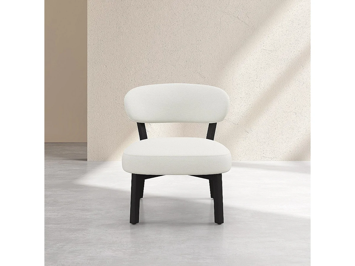 Habitat - Fauteuil en tissu texturé et chêne massif noir - Écru - Mestia
