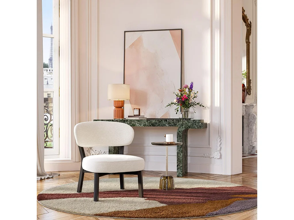 Habitat - Fauteuil en tissu texturé et chêne massif noir - Écru - Mestia