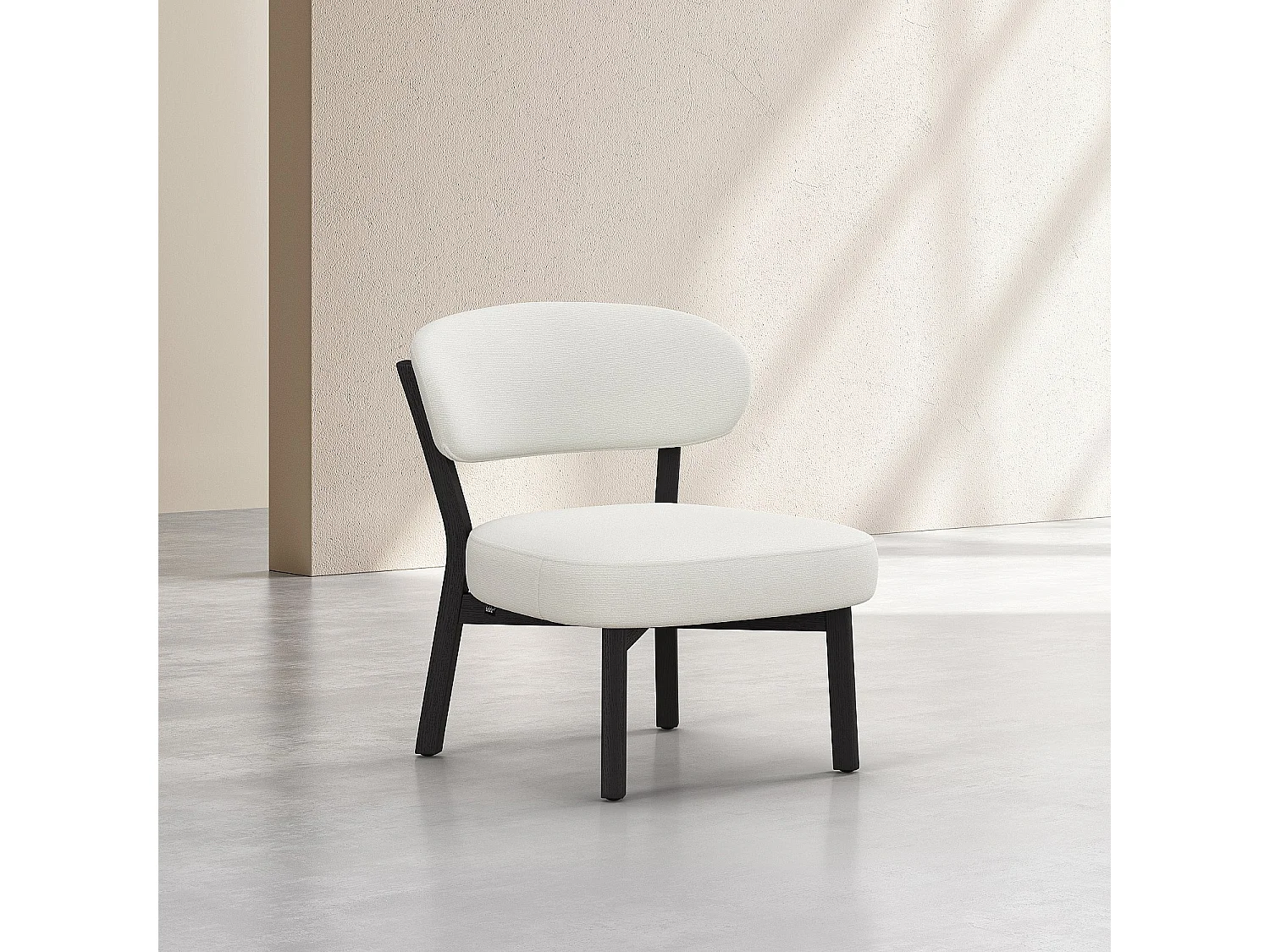 Habitat - Fauteuil en tissu texturé et chêne massif noir - Écru - Mestia