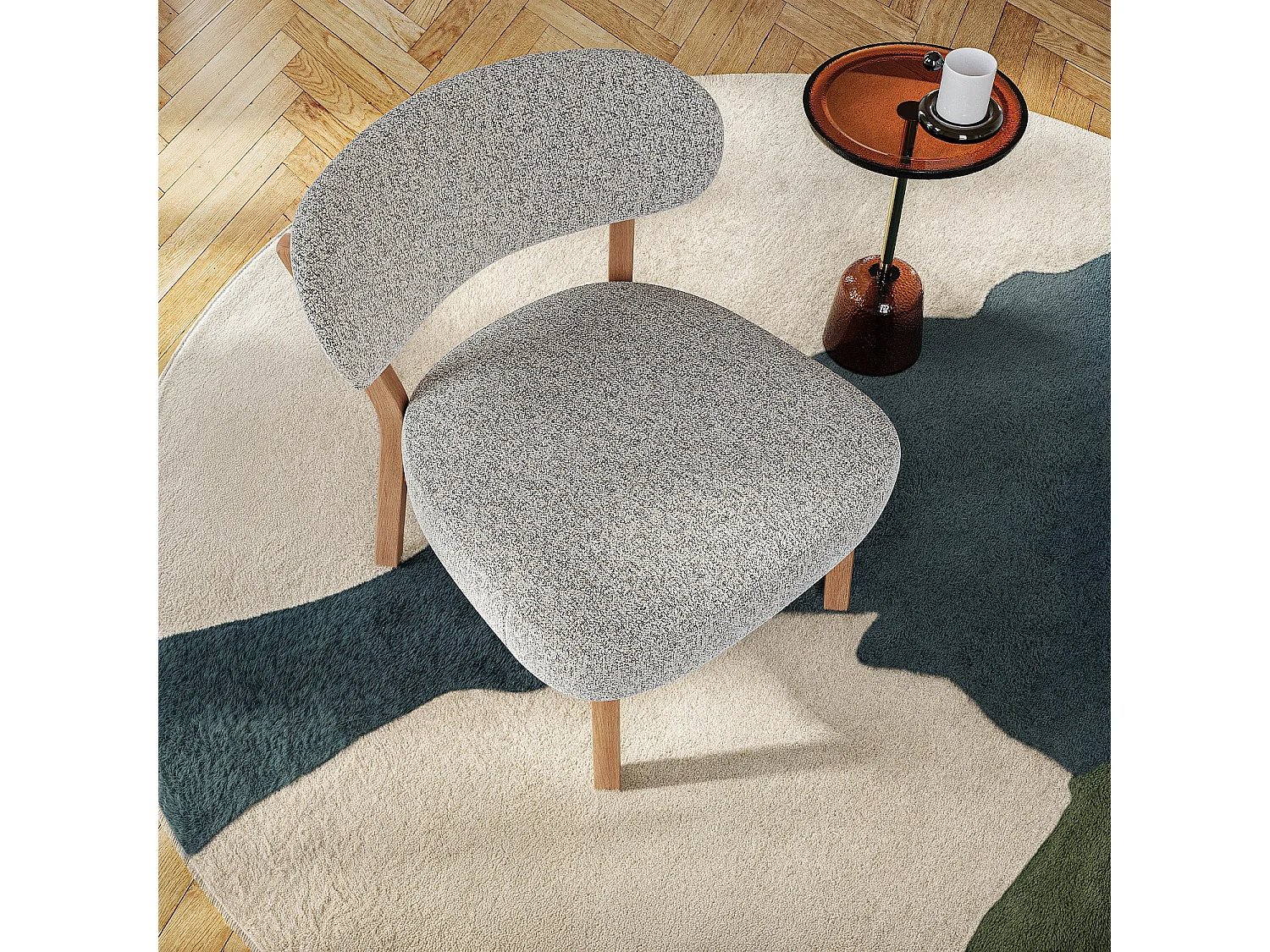 Habitat - Fauteuil en tissu texturé et chêne massif - Beige chiné - Mestia