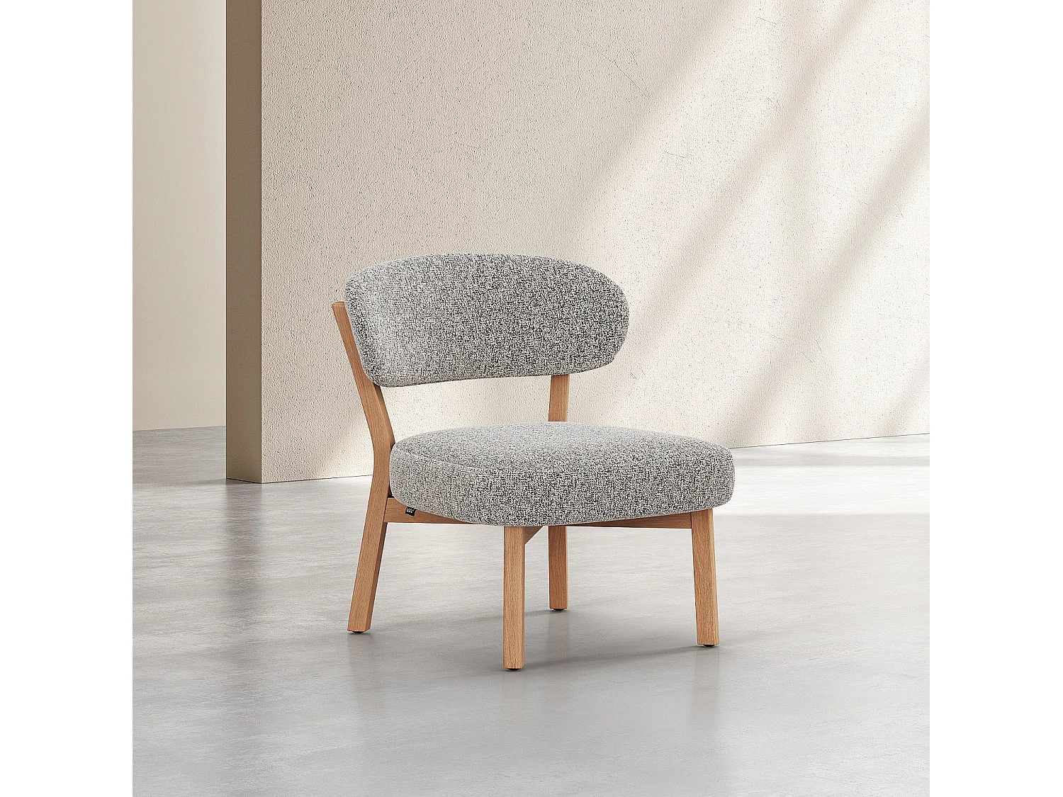 Habitat - Fauteuil en tissu texturé et chêne massif - Beige chiné - Mestia