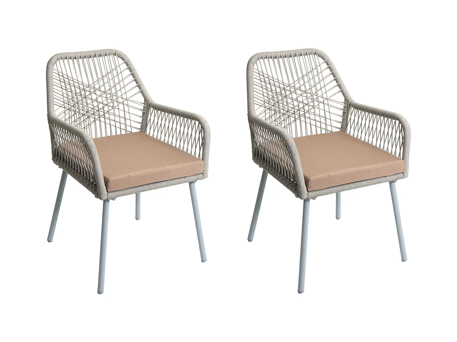 Cadeira de jardim MCW-O12 (conjunto de 2),  cinzento, cobertura taupe